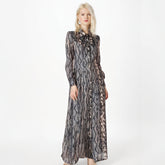 Printed extra long four button dress with inner layer for single wear
