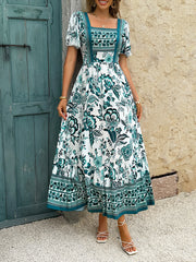 Resort Casual Print A-Line Maxi Dress