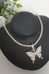 Butterfly - Shaped Sparkling Rhinestone Necklace