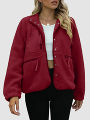 Sherpa-Jacke mit Druckknöpfen und Taschen