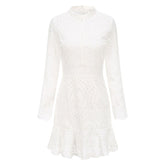 Long Sleeve Ruffle Hollow Out Office Dress