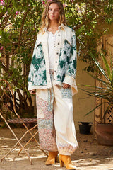 Chaqueta acolchada con cuello con parche de jacquard POL