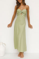 Strapless Backless Vacation Maxi Dresses - Green