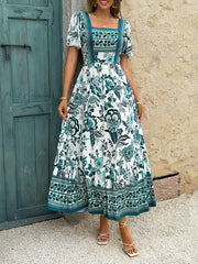 Resort Casual Print A-Line Maxi Dress
