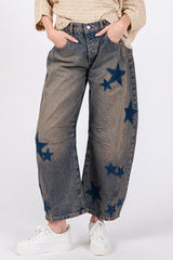 SAGE + FIG Star Jeans mit weitem Bein und Taschen