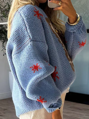 Pullover mit Rundhalsausschnitt und überschnittenen Schultern und Stiefelmuster