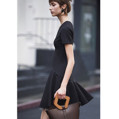 Autumn Dress Women Sexy Black Flounce Dress Short Sleeve Elegant Celebrity Mini Party Dress