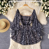 Blumenkleid Damen Französisch Retro Chiffonrock Sommer