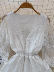 Women's summer retro high-end lace dress