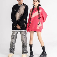 Suéter con pins y efecto tie-dye de High Street