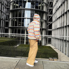 Sweet Colorful Striped Color Coat