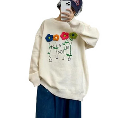 Süßes Sweatshirt mit 3D Blumen Buchstaben
