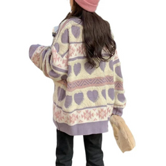 Jacquardpullover mit Patchwork-Herzen