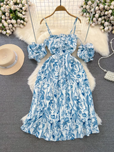 Strandkleid Strandurlaub A-Linie Blumen Strapskleid