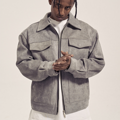 Chaqueta de terciopelo con cremallera engrosada de piel de ciervo