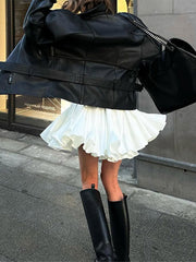 White pleated mini dress fresh mini dress commuting skirt