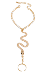 Fashionable Alloy Snake Shape Finger Linked Bracelet - Gold