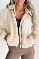 Chaqueta Sherpa con cremallera y cordón y capucha extraíble