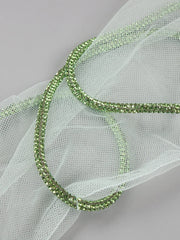 Beaded fringe light green strapless dress, birthday party performance dress