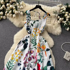 Bedrucktes Sommerkleid für Damen mit eckigem Ausschnitt