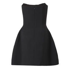 Heavy industry diamond studded strapless three-dimensional puffy skirt, a niche design in Vietnam, a small black dress with elegant temperament