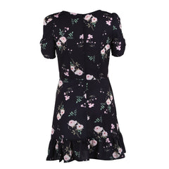 Women Mini Boho Floral Dress Beach Short Sleeve V neck Evening Party bohemian beach dress