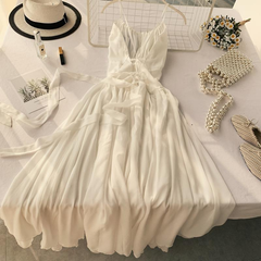 High Low rückenfreies Tüllkleid mit Spaghettiträgern