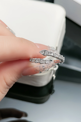 Rhinestone Decor Snake - Shaped Open Rings Open Bracelet Jewelry Set