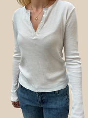 Camiseta de manga larga con botones de un cuarto de Devine