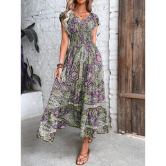 temperament high waist bohemian dress