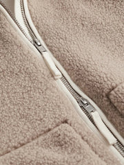 Chaqueta de felpa de manga larga con cuello alto y cremallera