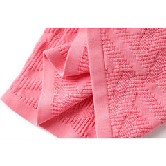 pink camisole dress with metal buckle knitted skirt waist cinching and slimming jacquard skirt