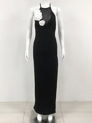 Backless Halter Side Split Maxi Dress