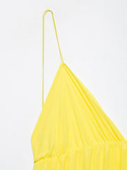 Sleeveless V-neck halter back short holiday dress