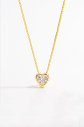 925 Sterling Silver Inlaid Zircon Heart Pendant Necklace