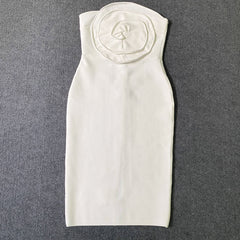 Sexy white floral bandage dress socialite party dress French dress