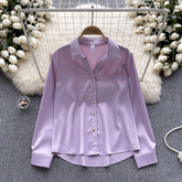 Women's autumn long sleeve satin blouses
