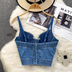 Camisola vaquera Prendas exteriores para mujer Top con diseño de espiga