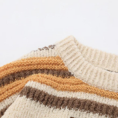 Casual Striped Letter Embroidery Sweater