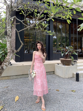 Sommer Chiffon Blumen Rosa Fee Hosenträger Kleid