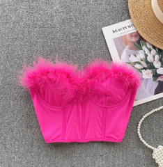 Feather tube top Women's summer short top