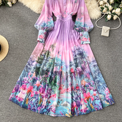 Langes Chiffon-Resortkleid