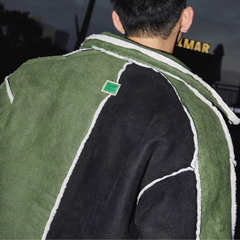 Mantel mit Blumenstickerei und Farbblockierung