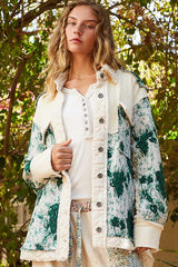 Chaqueta acolchada con cuello con parche de jacquard POL