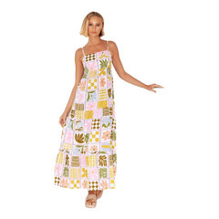 printed personalized back hollow suspender dress