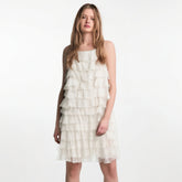 Solid color halter neck sleeveless backless butterfly layered decorative dress