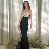 European and American sexy neck hanging bandage dress, heavy nail bead backless party dress, dress