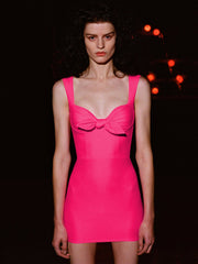 Sleeveless V Neck Bow Mini Bandage Dress