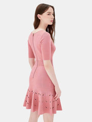 Elegant Dress High Waist A-Line Bandage Dress Solid Classic Sweet Dress