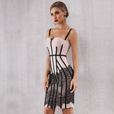 Sexy Bandage Dress Women Vestido Bodycon Lace Spaghetti Strap Club Dress Midi Celebrity Runway Party Dress